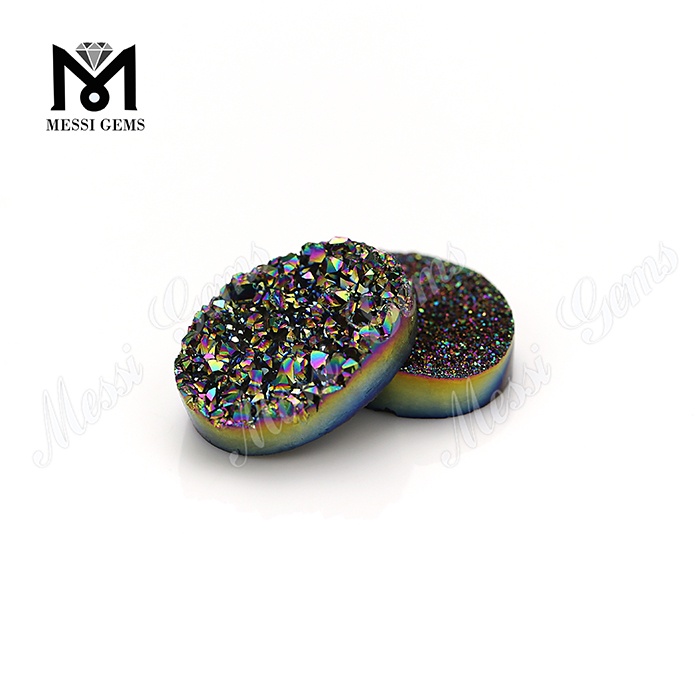 Regnbuefarve Oval Form Druzy Agate Stones
