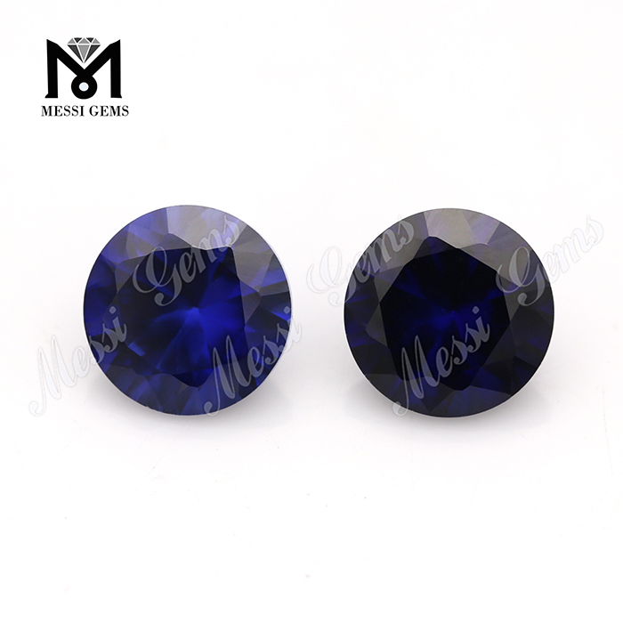 Engros 34# blå rund form 9mm korund syntetisk rubin