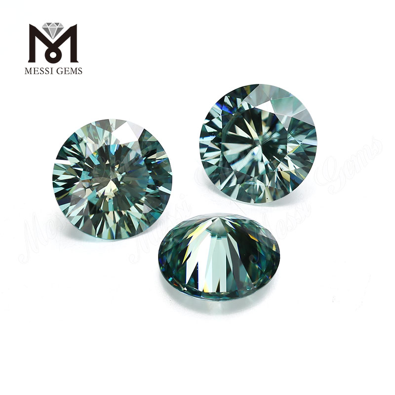 Løs moissanite diamant rund brillant slebet 5 mm ædelsten Grøn Moissanite ru