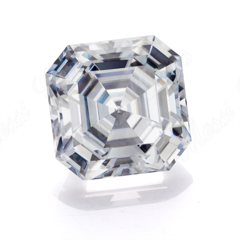 1 karat Asscher-slebet Syntetisk hvid Moissanite diamantsten
