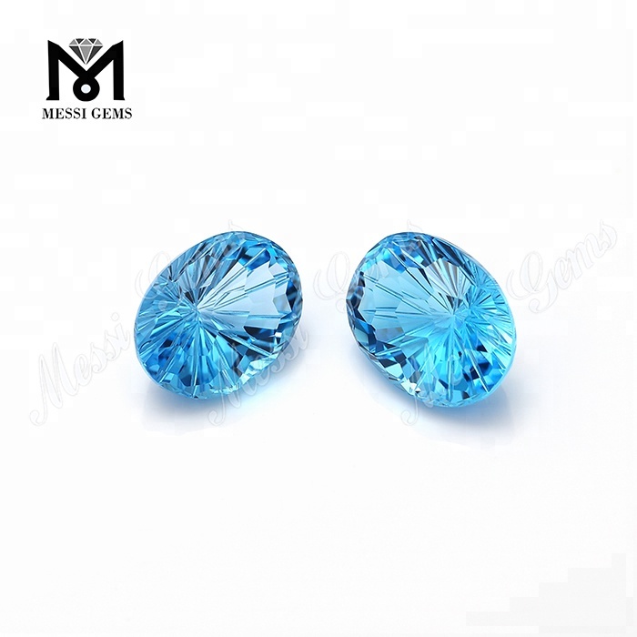 Engros oval fancy cut naturlig blå topas sten