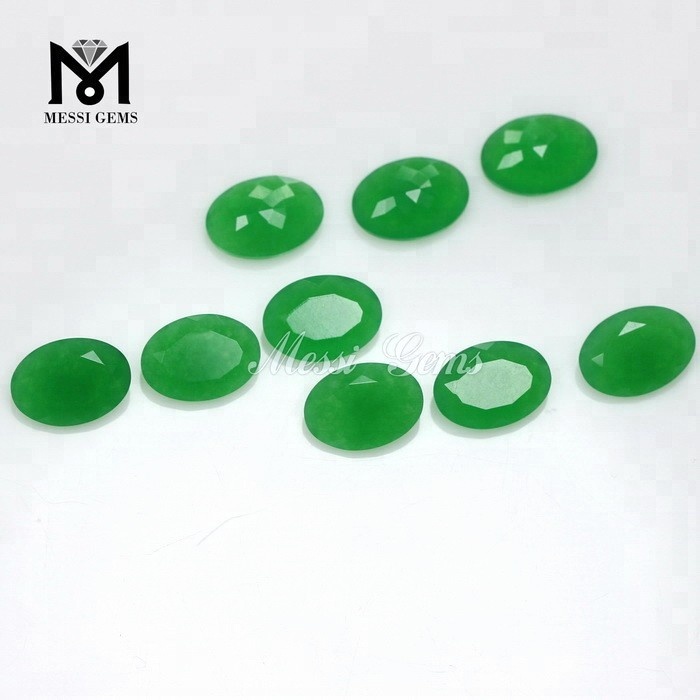Engrospris Grøn Kvarts Oval Skåret 10*14 mm Løse Jade Ædelsten