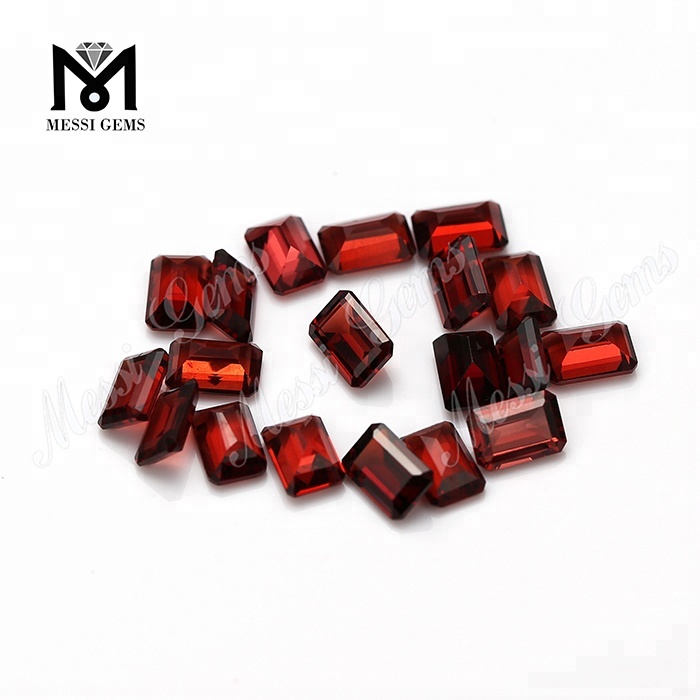 Engros 4*6 mm Emerald Cut Natural Red Granat Stone