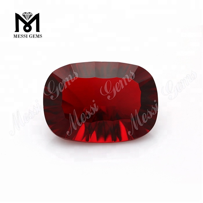 Wuzhou Fabrikspris Lapidary Art Cushion Concave Cut Rød Farve Glassten