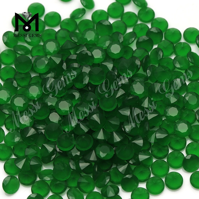 Engros Machine Cut Rund 7,0 mm Emerald Green Løs Gemstone Perle til smykker