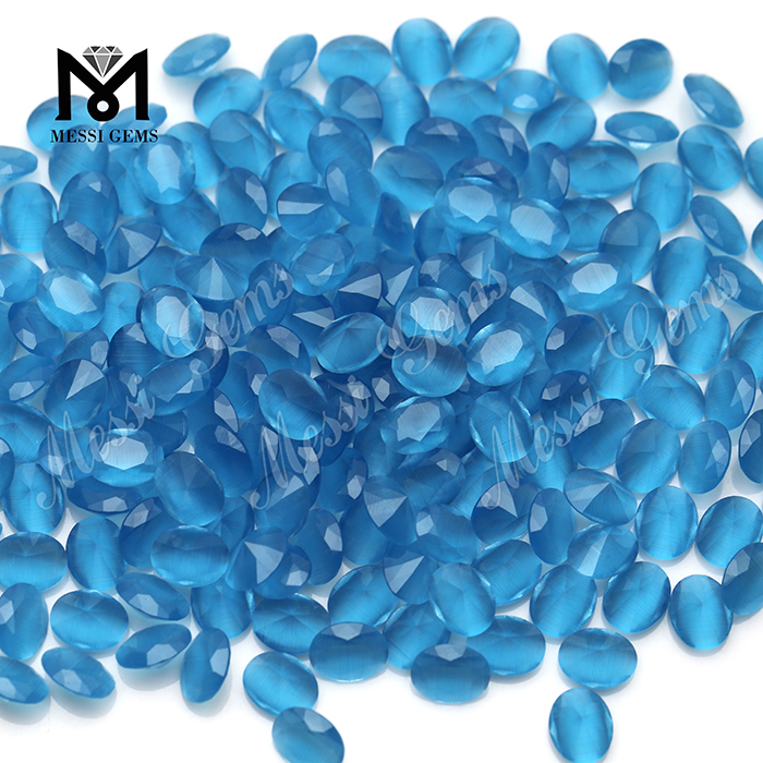 Wuzhou runde krystal katteøje blå glassten