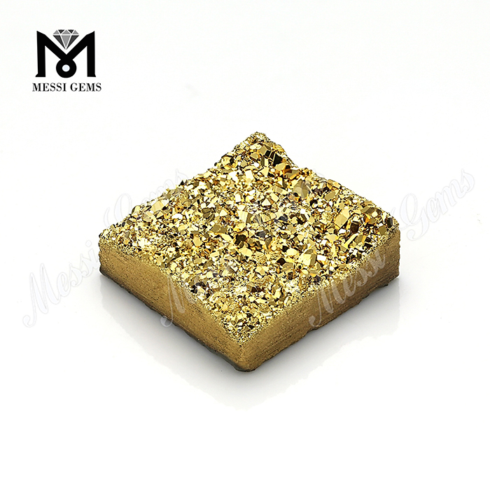 14mm engros geode drusy 24K guld firkantet form druzy