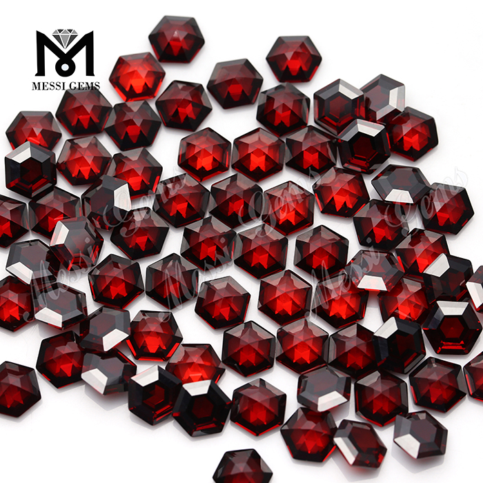 sekskantede sten syntetiske zirkon diamantsten i granat farve