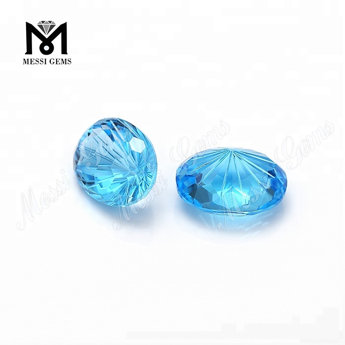 Engros oval fancy cut naturlig blå topas sten