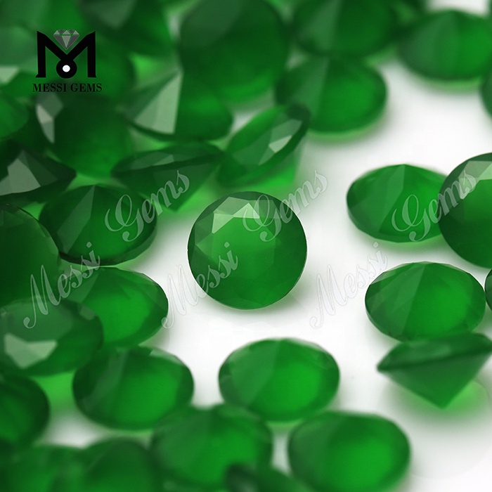 Engros Machine Cut Rund 7,0 mm Emerald Green Løs Gemstone Perle til smykker