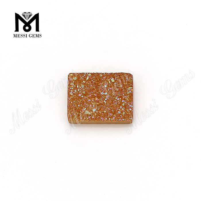 Engros Amber farve agat sten baguette belagt Druzy Stone
