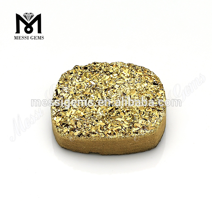 Pudeform guldbelægning farvet druzy agat sten