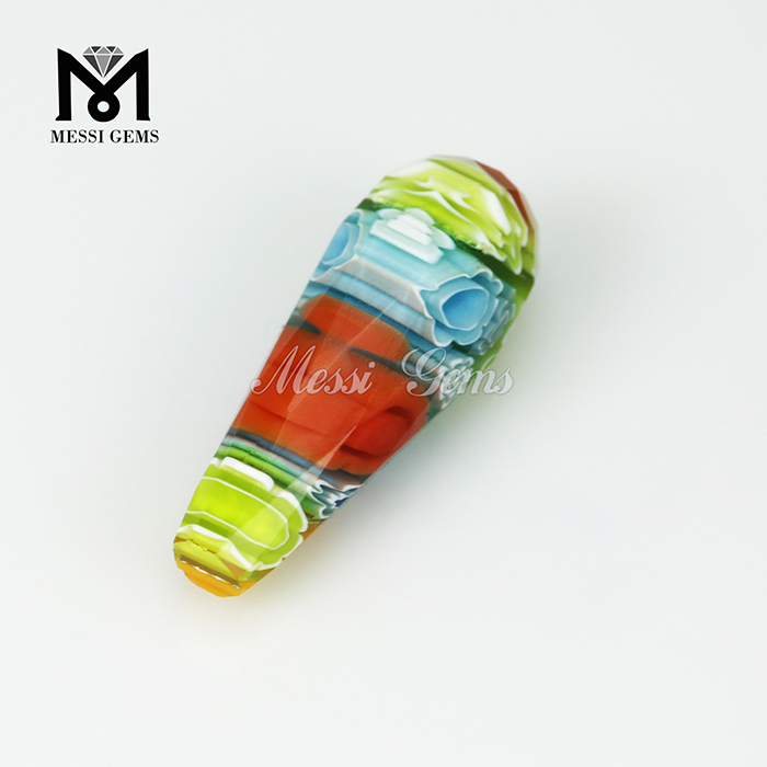 dråbeformer med forskellige farver Murano frostperle Millefiorie