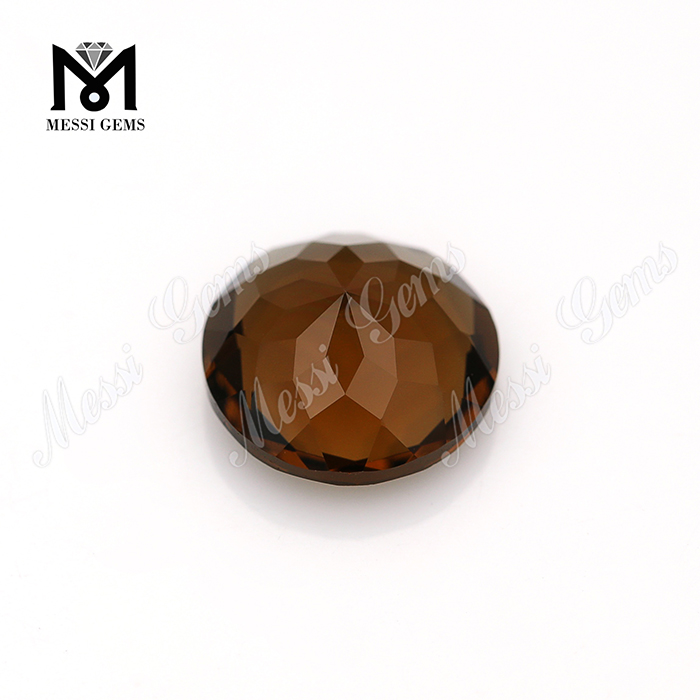 stor størrelse 12mm cognac quartz facetteret glas runde sten