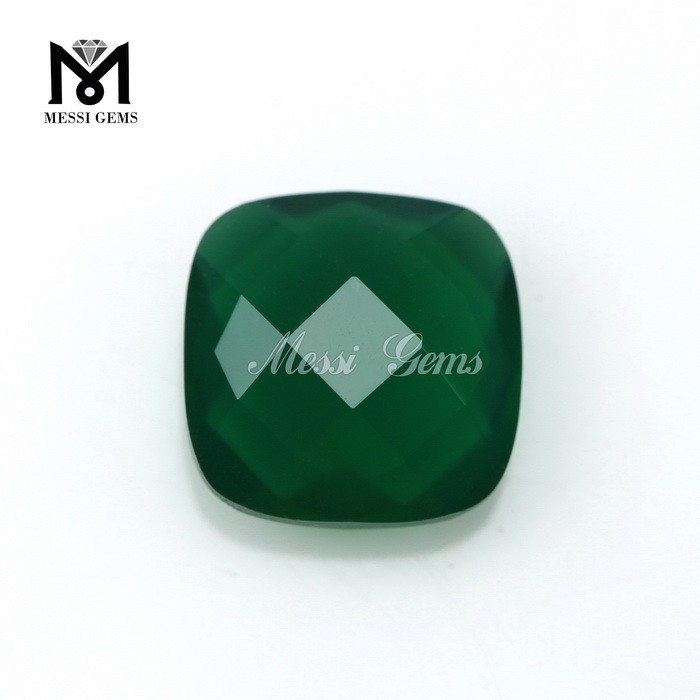 Facetteret løs stenpude 10 x 10 mm Emerald Agate Gem