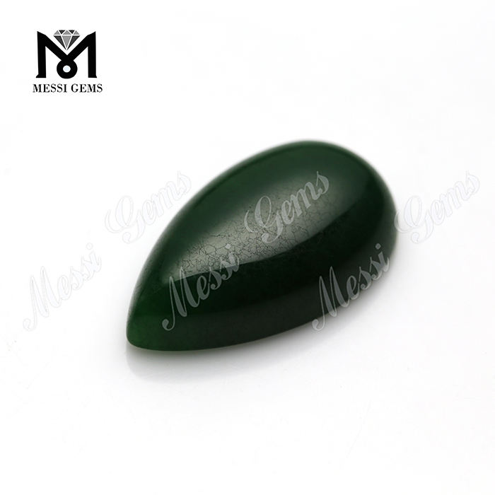 Naturlig grøn jade pæreform 14x24 mm jadesten
