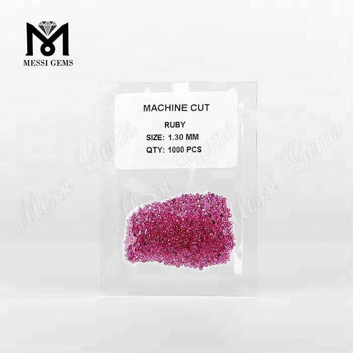 Rund form syntetisk rubinfarve 1,3 mm løse ædelstene