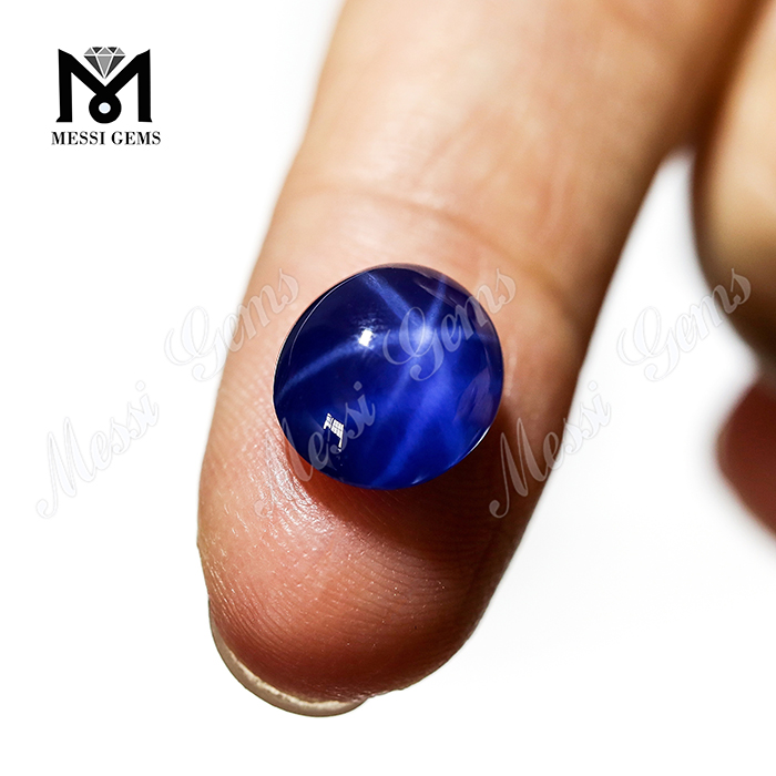 Syntetisk safir 6x8 mm oval Cabochon blå stjerne safir