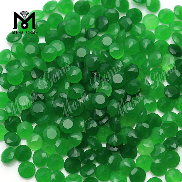 8 mm runde naturligt skåret grøn jade natursten til smykkefremstilling