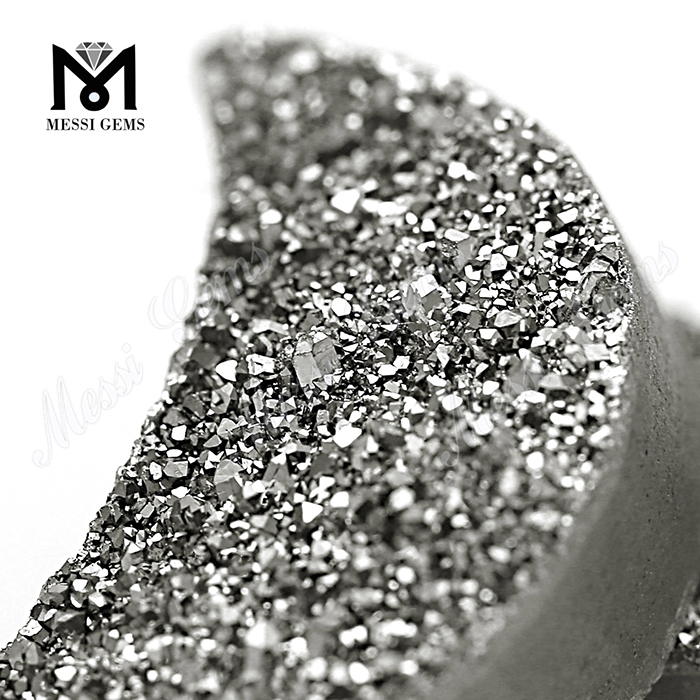 Engros Sølvfarve Natural Druzy Agate Stone til smykkefremstilling