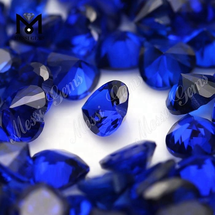6x6mm hjerteskåret syntetisk 112# blå safir spinelsten