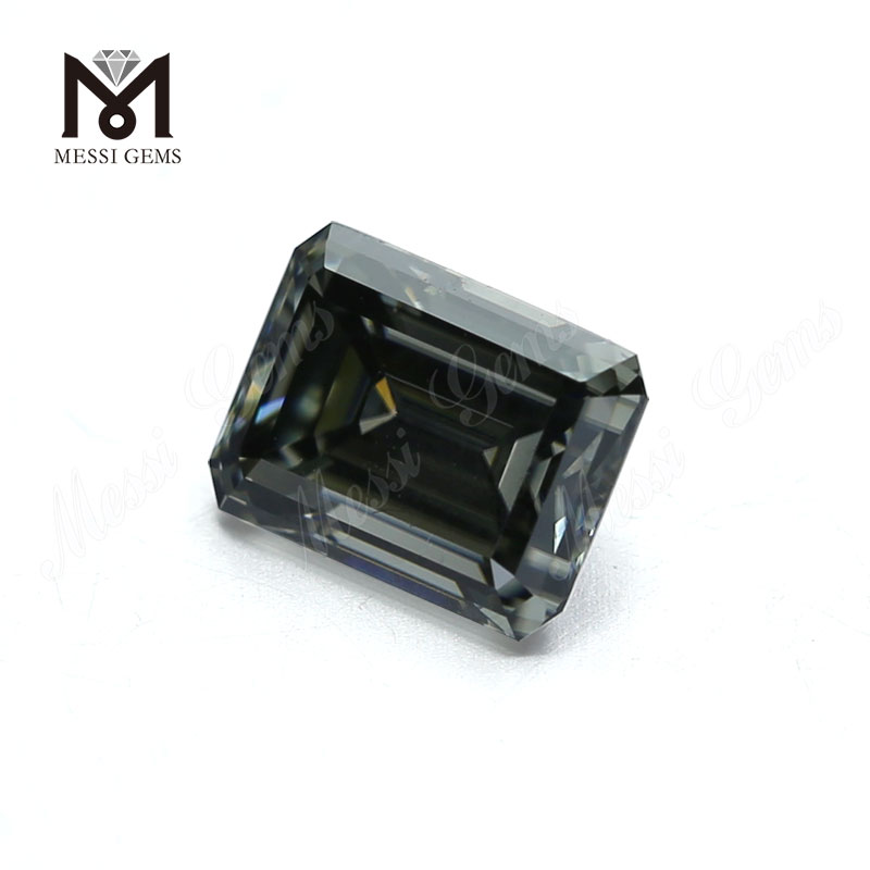 Fabrikspris 10x8mm smaragdsleben mørkegrå moissanite diamant løs til ring