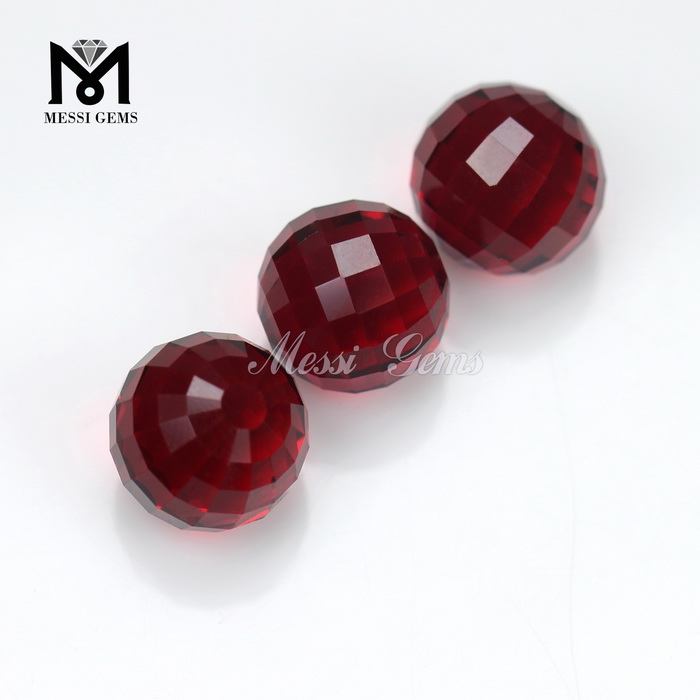 Engrospris Ruby rund kugle 12,0 mm facetteret glas ædelstene