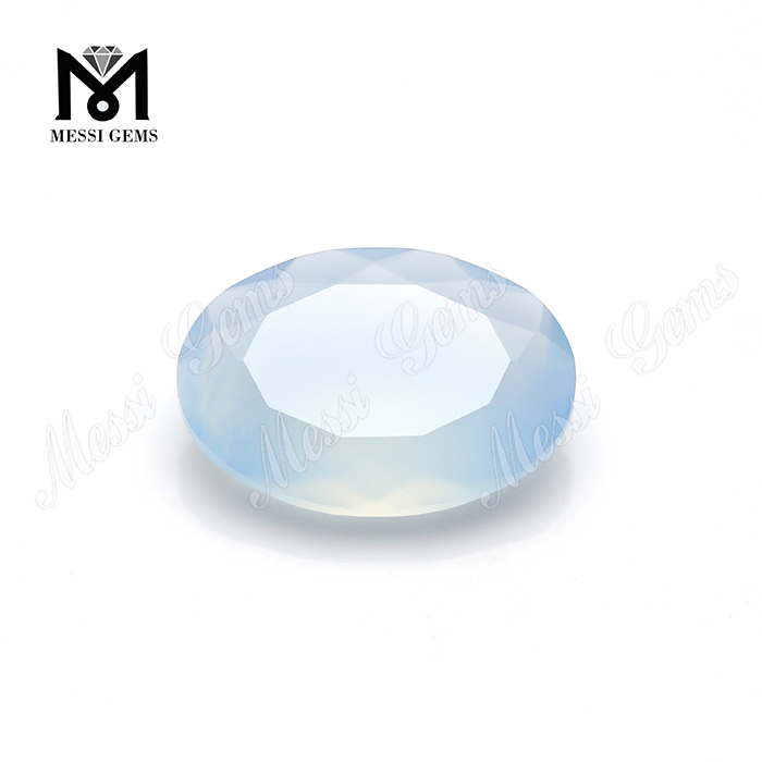 Engros facetteret agat perler ovale 8x10 mm blå kalcedon agat sten