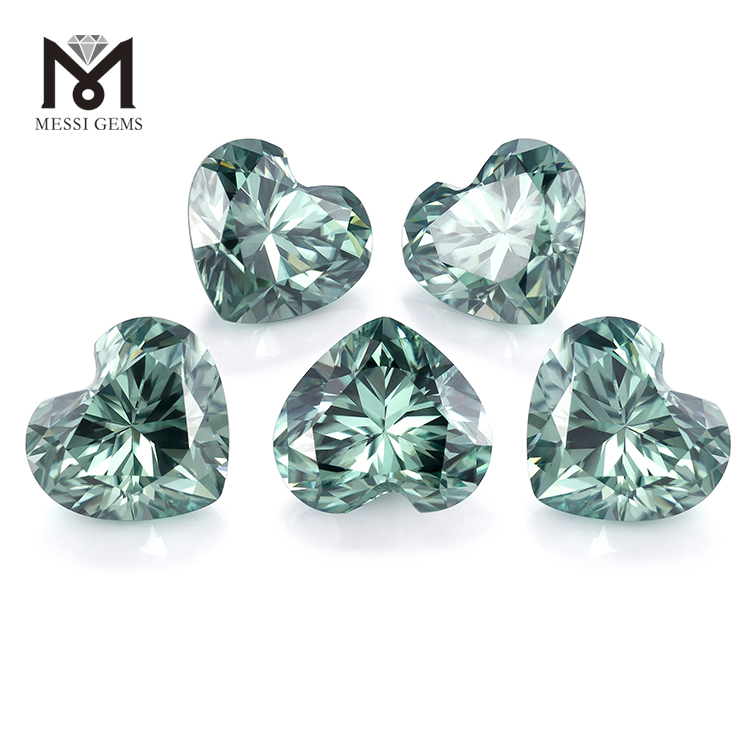 7x7mm løse ædelstene farverige moissanite sten blågrøn moissanite til ringfremstilling hjerteform
