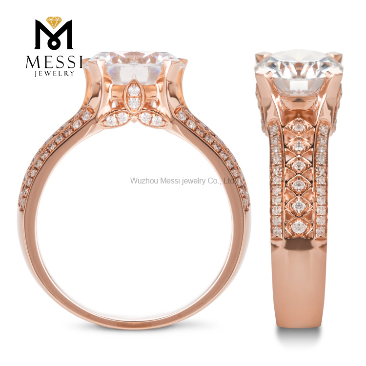 1,5 karat rosa guld bryllup custom moissanite guld ring til kvinder