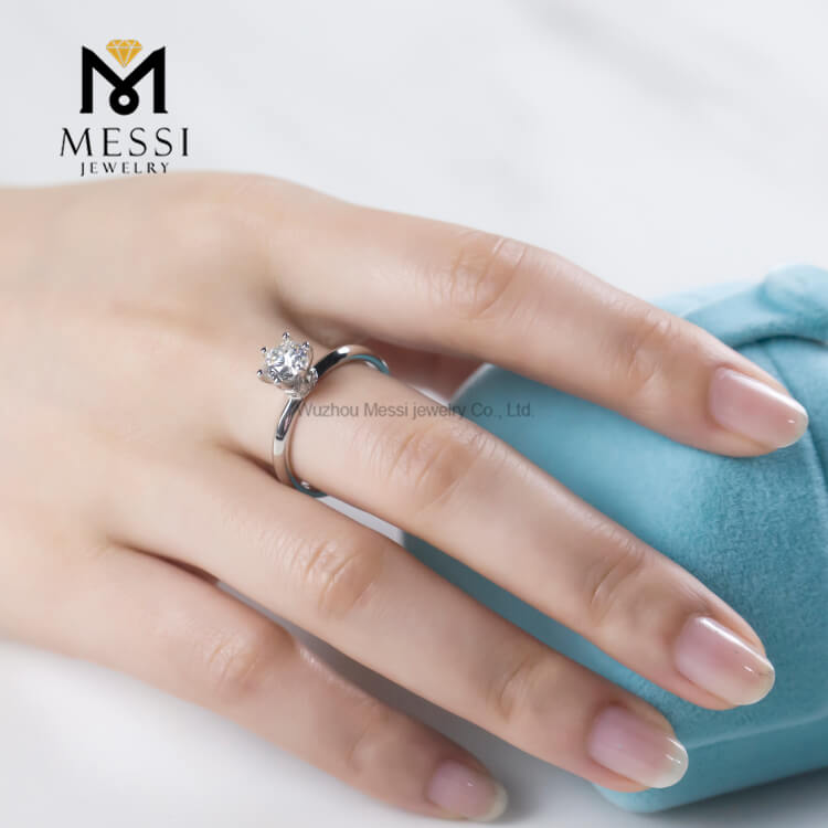 1 karat Moissanite Ring hvidguldbelægning Billig falsk diamantring 925 sterling sølv ring