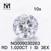 1.020ct løs ædelsten syntetisk diamant I SI EX Cut