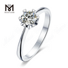 Messi Gems enkelt 1 karat moissanite diamant lækker 925 sterling sølv ring