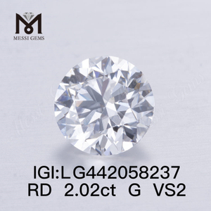 2.02ct G VS2 Lab Grown Diamonds Rundslebne løse syntetiske diamanter IGI