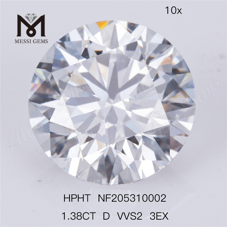 1,38 karat D VVS2 3EX på lager Lab-dyrket HPHT løs diamant til smykker