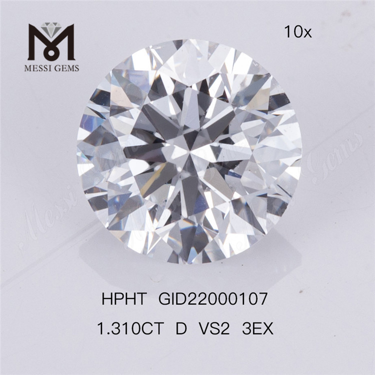 1.310ct D VS2 ID 3EX Rundskåret Lab Grown Diamond HPHT Fabrikspris 