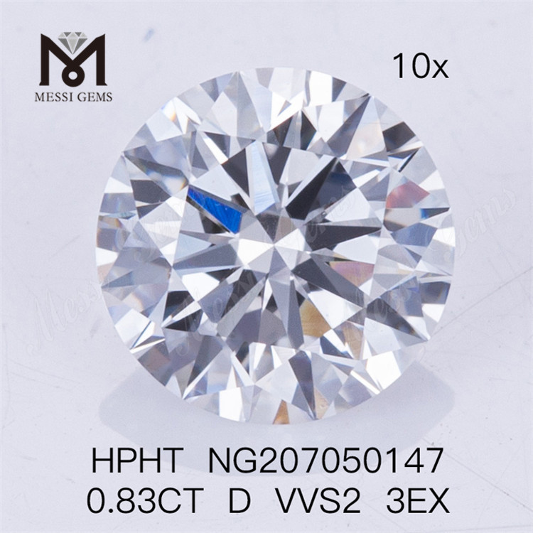 HPHT 0.83CT D VVS2 engrospris 3EX Lab Diamanter 