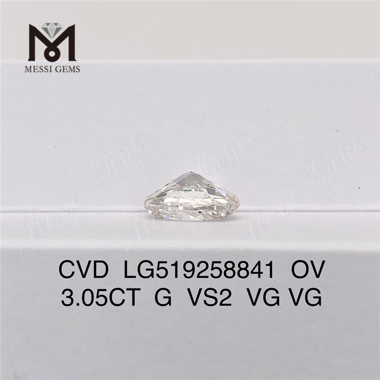 3.05ct G VS2 VG VG CVD Lab Diamonds OVAL IGI-certifikat