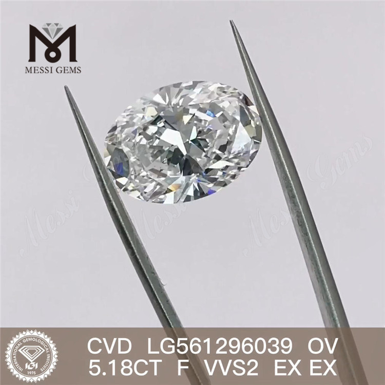 5.18CT OV F VVS2 EX EX LG561296039 laboratoriedyrket diamant CVD 