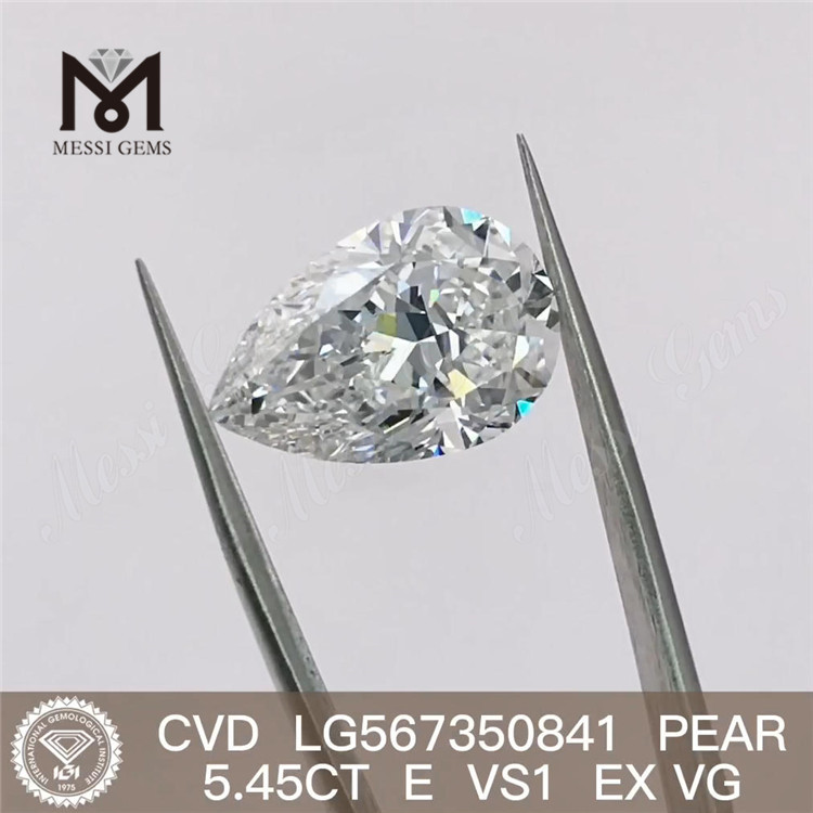 5.45CT E VS1 EX VG PEARcut CVD laboratoriedyrket diamant LG567350841
