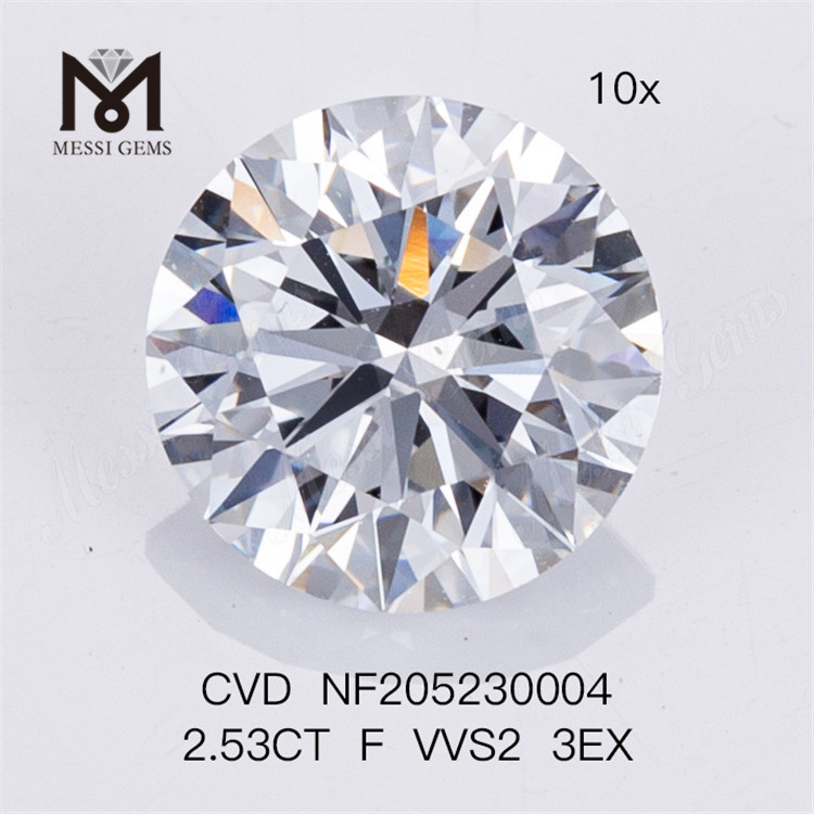 2.53ct F VVS2 3EX rund form fabriksfremstillede diamanter Engros