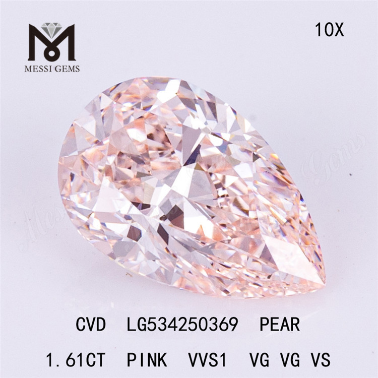 1,61 ct PEAR lab diamant pink diamant lab dyrket på udsalg