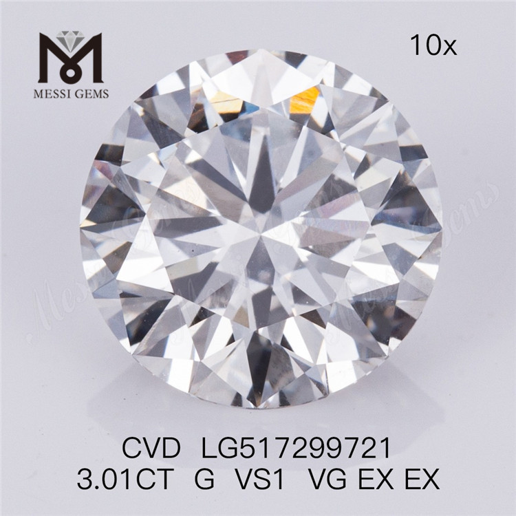 3.012 karat G Farve VS1 klarhed Fabrikspris på lager Hurtig levering Lab Grown cvd diamant