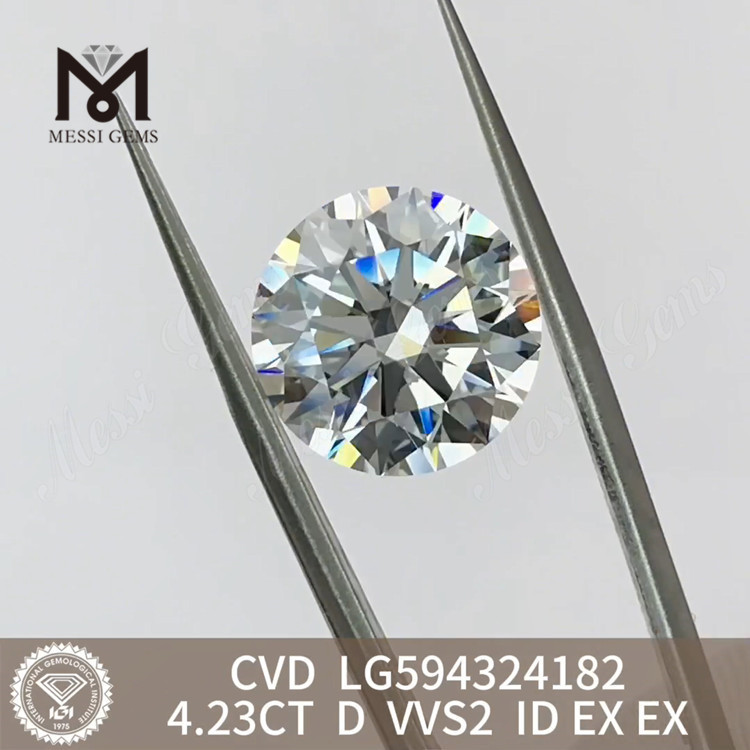 4.23CT D VVS2 ID EX EX rund cvd lab dyrket diamant Overkommelig LG594324182丨Messigems