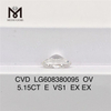 5 karat diamantcertifikat igi OV E VS1 til forhandlere CVD LG608380095丨Messigems 