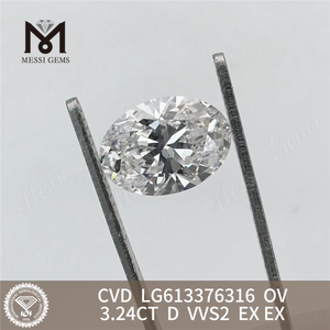 3.24CT OV D VVS2 CVD laboratoriefremstillet diamant engrospris LG613376316丨Messigems