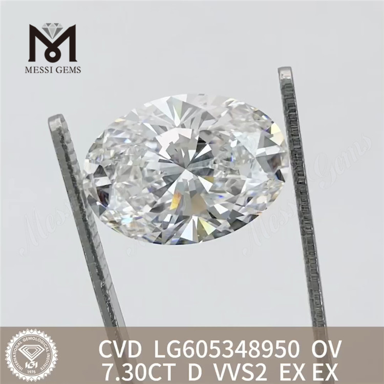 7.30CT Diamond Lab OV VVS2 D farve CVD LG605348950丨Messigems