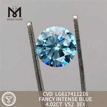 4.02CT rund VS2 FANCY INTENSE BLUE Syntetiske diamanter online丨Messigems CVD LG617411216 
