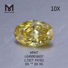 1,72 ct FVY OVAL BRILLIANT slebet SI1 laboratoriedyrket diamant