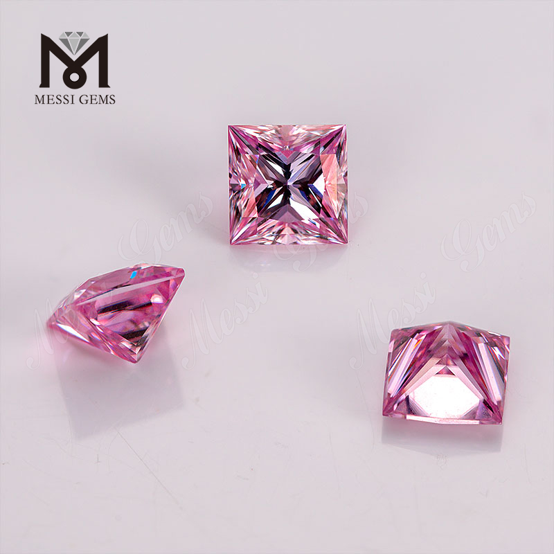 Engrospris pink VVS 1 karat 5,5x5,5mm Moissanite Princess skåret løs sten